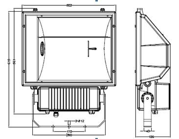 Металлогалогеный прожекторы ZY-2015G E40 1000W AC230V Черный
