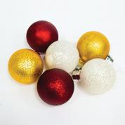 Световые фигуры. Цвет стекла: 2 шт. золотые, 2 шт. серебряные, 2шт. красные; 1,5V, 6LED (теплый белый),  батарейки 6*ААА, 1*CR2025, 0.03W, 8*10см, с контроллером, LT121